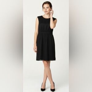 J. Crew Black Cap Sleeve Fit & Flare Black Lined SZ 4 Church Dress